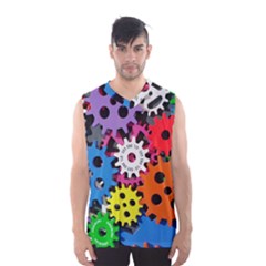 Colorful Toothed Wheels Men s Basketball Tank Top by Nexatart