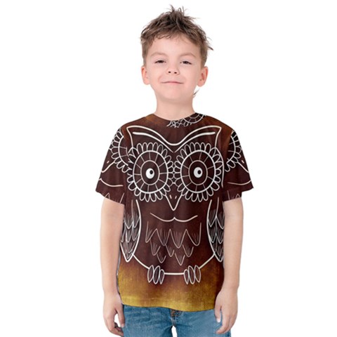 Owl Abstract Funny Pattern Kids  Cotton Tee by Nexatart