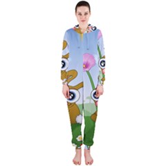 Easter Spring Flowers Happy Hooded Jumpsuit (ladies)  by Nexatart