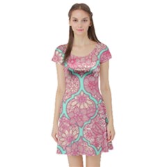 Moroccan Flower Mosaic Short Sleeve Skater Dress by Brittlevirginclothing