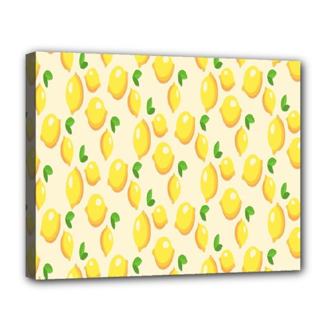 Pattern Template Lemons Yellow Canvas 14  X 11  by Nexatart