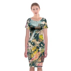 Art Graffiti Abstract Vintage Classic Short Sleeve Midi Dress by Nexatart