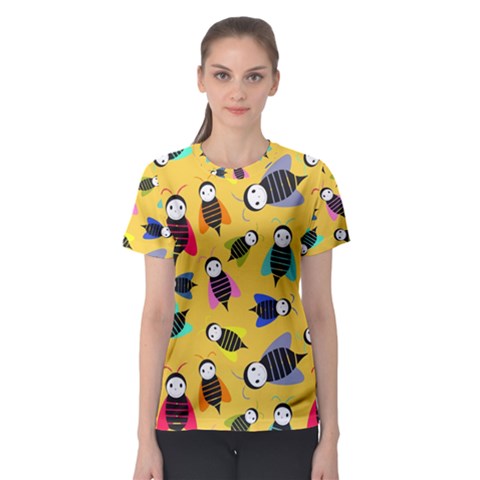 Bees Animal Pattern Women s Sport Mesh Tee by Nexatart