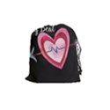You Are My Beat / Pink And Teal Hearts Pattern (black)  Drawstring Pouches (Medium)  View1