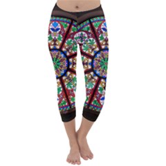 Church Window Window Rosette Capri Winter Leggings  by Nexatart