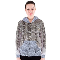 Snowy Branches (with Hidden Cat & Bunny) Women s Zipper Hoodie by SusanFranzblau