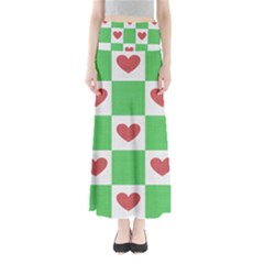 Fabric Texture Hearts Checkerboard Maxi Skirts by Nexatart