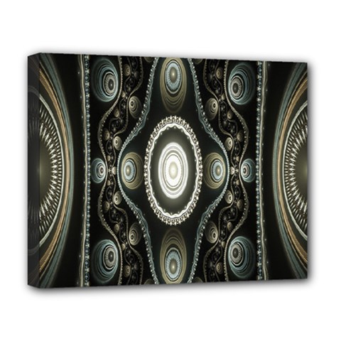 Fractal Beige Blue Abstract Deluxe Canvas 20  X 16   by Nexatart