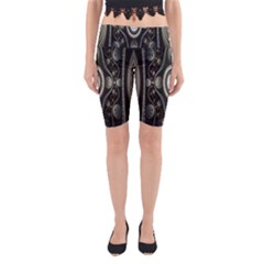 Fractal Beige Blue Abstract Yoga Cropped Leggings by Nexatart