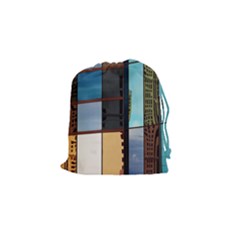 Glass Facade Colorful Architecture Drawstring Pouches (small)  by Nexatart