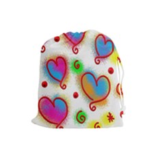 Love Hearts Shapes Doodle Art Drawstring Pouches (large)  by Nexatart