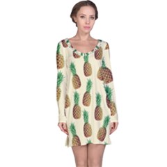 Pineapple Wallpaper Pattern Long Sleeve Nightdress by Nexatart