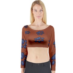 Footprints Paw Animal Track Foot Long Sleeve Crop Top by Amaryn4rt