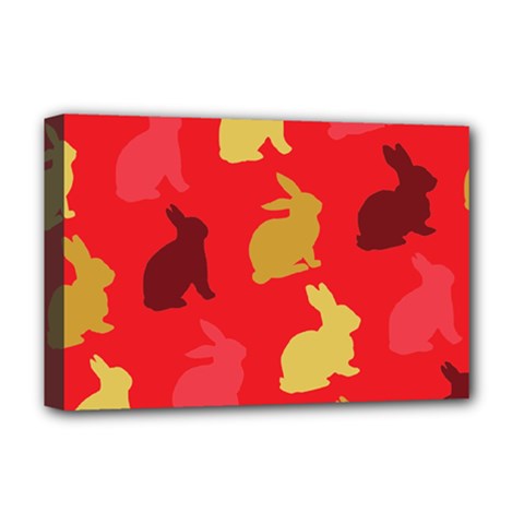 Hare Easter Pattern Animals Deluxe Canvas 18  X 12   by Amaryn4rt