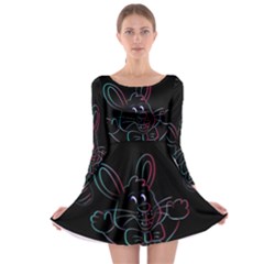Easter Bunny Hare Rabbit Animal Long Sleeve Skater Dress by Amaryn4rt