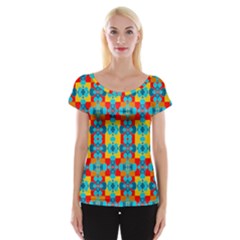 Pop Art Abstract Design Pattern Women s Cap Sleeve Top by Amaryn4rt