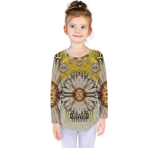 Power To The Big Flower Kids  Long Sleeve Tee by pepitasart