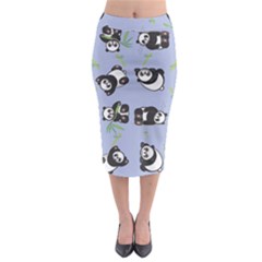 Panda Tile Cute Pattern Blue Midi Pencil Skirt by Amaryn4rt