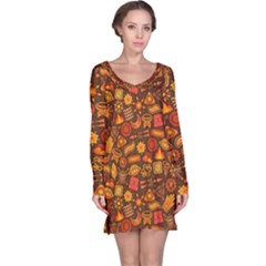 Pattern Background Ethnic Tribal Long Sleeve Nightdress by Amaryn4rt