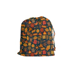 Pattern Background Ethnic Tribal Drawstring Pouches (medium)  by Amaryn4rt