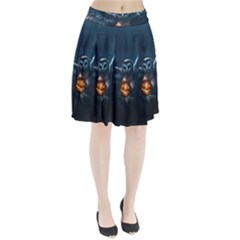 Owl And Fire Ball Pleated Skirt by Amaryn4rt