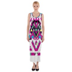 Geometric Play Fitted Maxi Dress by Amaryn4rt