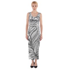 Zentangle Art Patterns Fitted Maxi Dress by Amaryn4rt