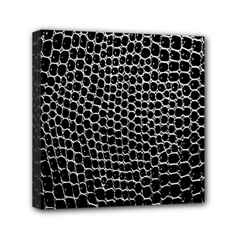 Black White Crocodile Background Mini Canvas 6  X 6  by Simbadda