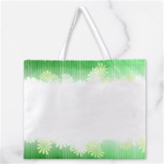 Green Floral Stripe Background Zipper Large Tote Bag by Simbadda