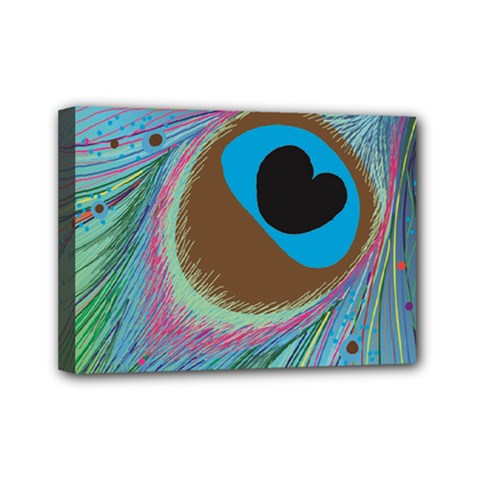 Peacock Feather Lines Background Mini Canvas 7  X 5  by Simbadda
