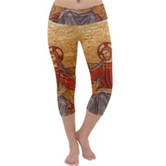 Gold Jesus Capri Yoga Leggings by boho