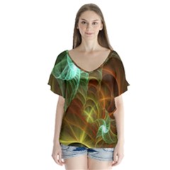 Art Shell Spirals Texture Flutter Sleeve Top by Simbadda