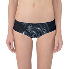 Fractal Disk Texture Black White Spiral Circle Abstract Tech Technologic Classic Bikini Bottoms by Simbadda