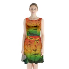 Rainbow Trump  Sleeveless Chiffon Waist Tie Dress by Valentinaart
