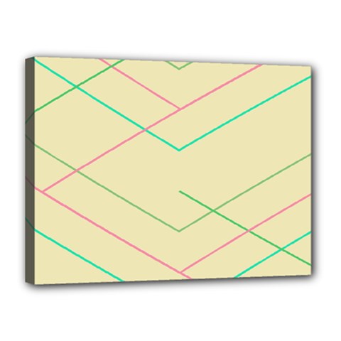 Abstract Yellow Geometric Line Pattern Canvas 16  X 12  by Simbadda