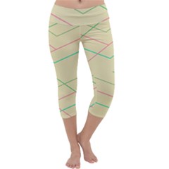 Abstract Yellow Geometric Line Pattern Capri Yoga Leggings by Simbadda