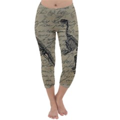 Dinosaur Skeleton Capri Winter Leggings  by Valentinaart