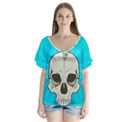 Skull Ball Line Schedule Flutter Sleeve Top by Simbadda