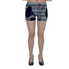 Vintage Music Design Skinny Shorts by Valentinaart