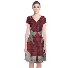 Canada Flag Short Sleeve Front Wrap Dress by Valentinaart