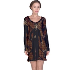 Charlie Chaplin  Long Sleeve Nightdress by Valentinaart