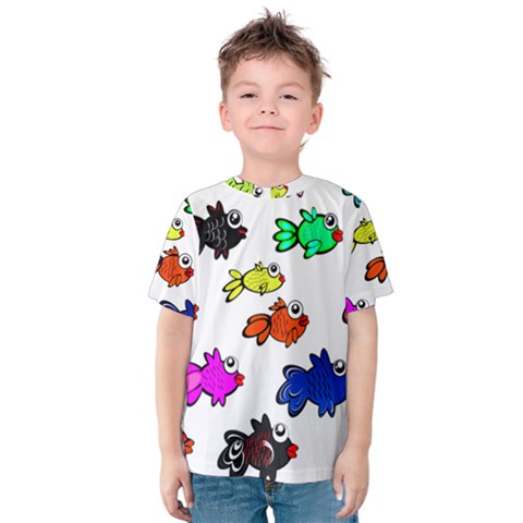 Fishes Marine Life Swimming Water Kids  Cotton Tee by Simbadda