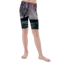 Sky Landscape Nature Clouds Kids  Mid Length Swim Shorts by Simbadda