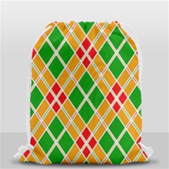 Colorful Color Pattern Diamonds Drawstring Bag (small) by Simbadda