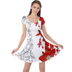 Poinsettia Flower Coloring Page Cap Sleeve Dresses by Simbadda