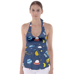 Space Background Design Babydoll Tankini Top by Simbadda