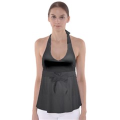 Leather Stitching Thread Perforation Perforated Leather Texture Babydoll Tankini Top by Simbadda