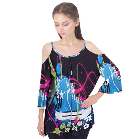 Sneakers Shoes Patterns Bright Flutter Tees by Simbadda