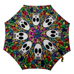Skull Background Bright Multi Colored Hook Handle Umbrellas (large) by Simbadda