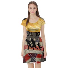 Caution Short Sleeve Skater Dress by Valentinaart